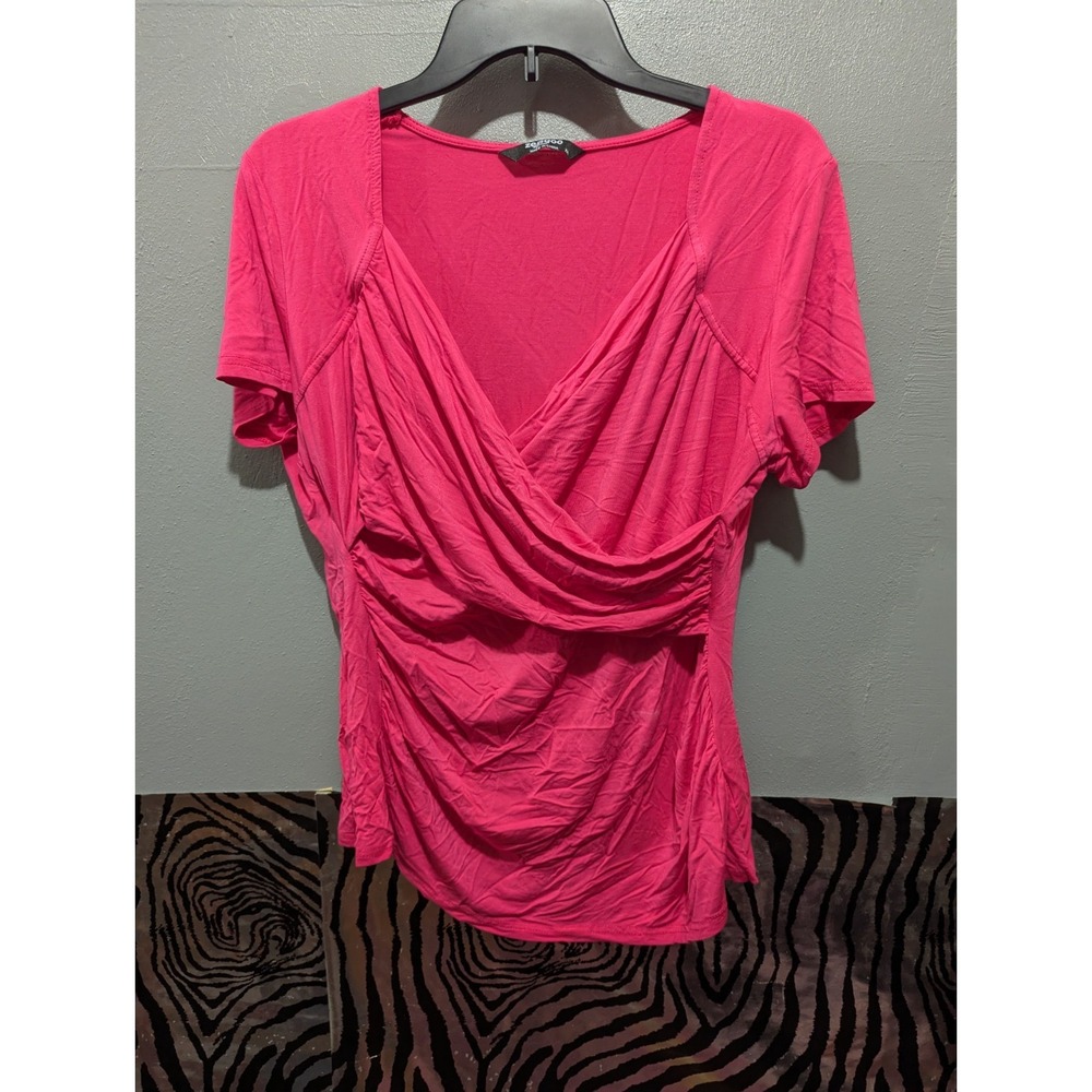 Zeagoo juniors XXL Fushia pink Criss cross front shirt top blouse
